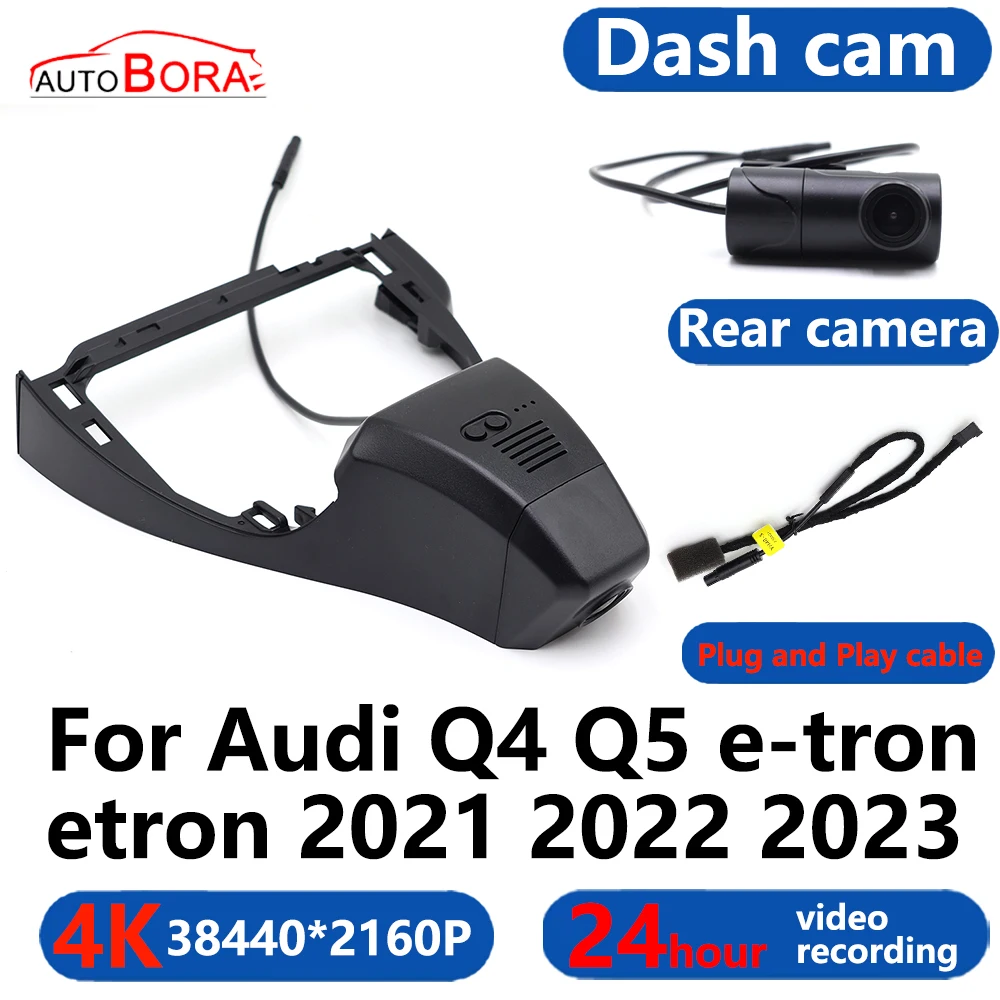 AutoBora 4K Wifi 3840*2160 Car DVR Dash Cam Camera 24H Video Monitor for Audi Q4 Q5 e-tron etron 2021 2022 2023 2024