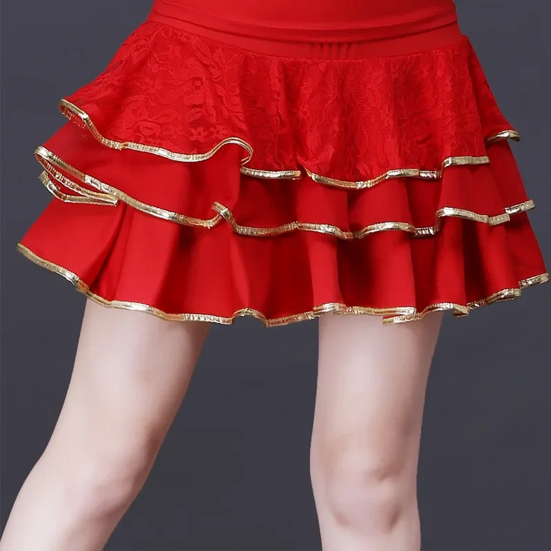 Gonna da ballo latino nera gonna a triplo pizzo da donna gonna da ballo professionale per danza classica quadrata da donna