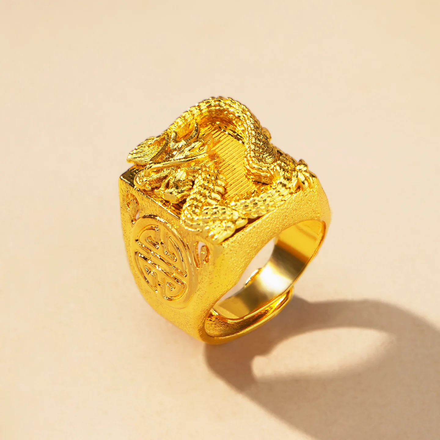 Pryna Jewelry   24K real gold Tenglong ring men's 9999 medieval style domineering dragon ring jewelry