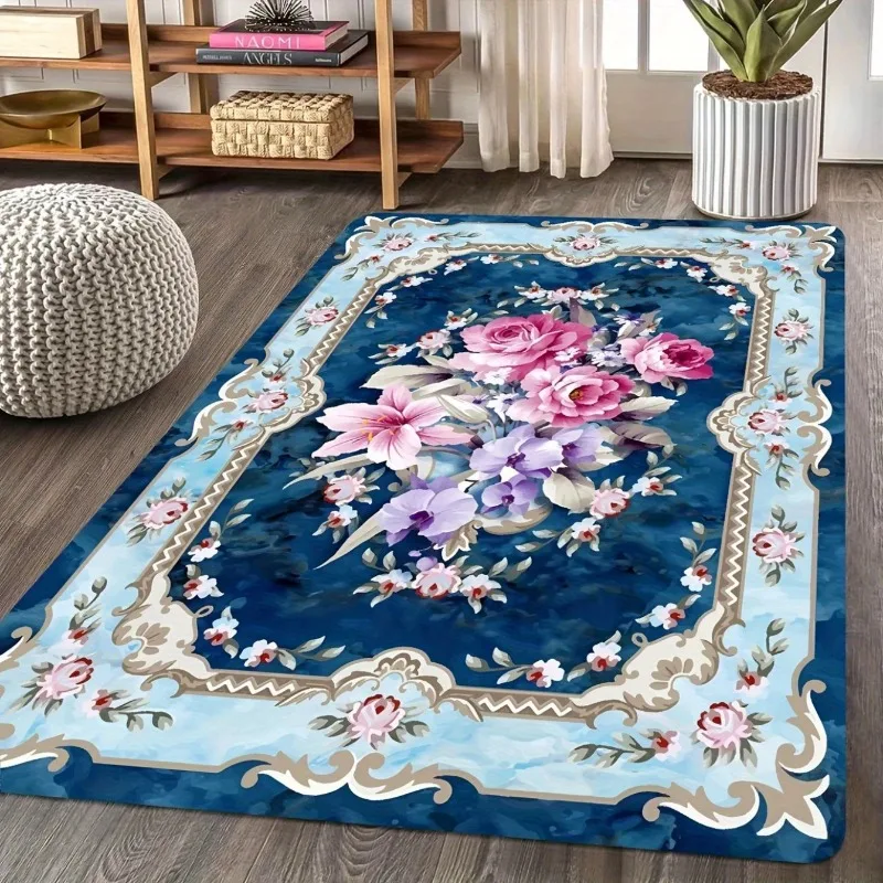

European Luxury Living Room Carpet Bedroom Bedside Large Floor Mat Washable Non-slip Bathroom Area Footpad Cloakroom Decor Rug