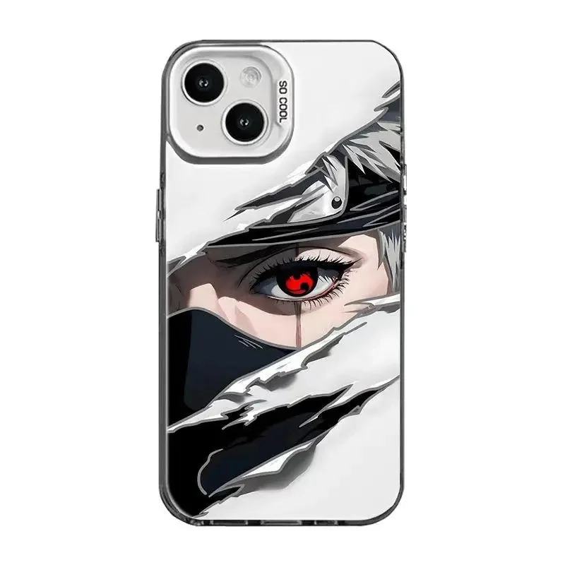 Capa de Telefone Naruto Uchiha Obito Sharingan Kakashi para iPhone 11 12 13 14 15 16 17 Pro Max Plus, Capa à Prova de Choque Naruto