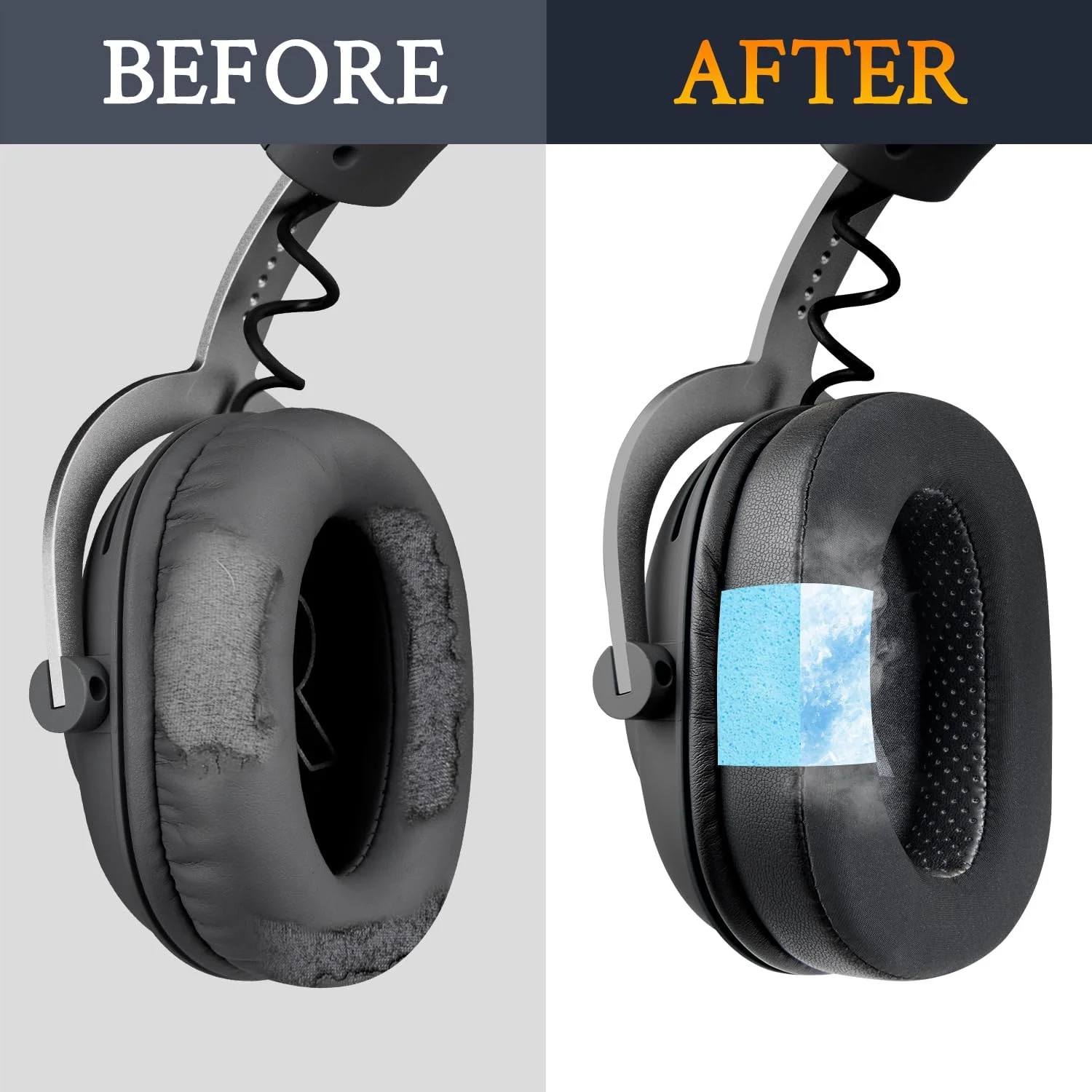 KUTOU Replacement Cooling Ear pads cushion for Logitech G PRO X 2 Gaming Headphones Earmuffs Repairing Parts memory sponge