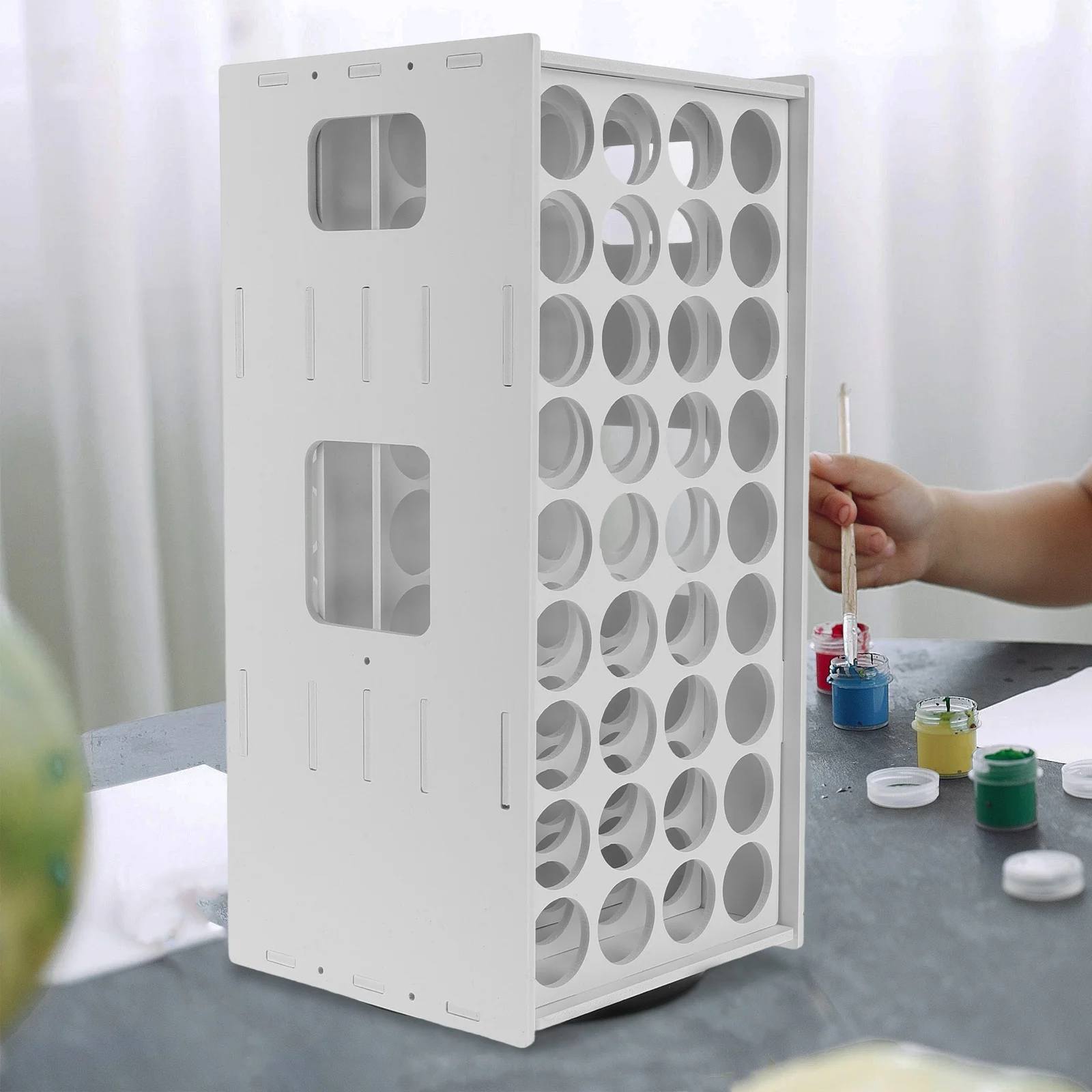 

Деревянная подставка для хранения красок на 72 ячейки, органайзер для пигментов, держатель для флаконов с чернилами, многофункциональный инструмент для художников и рукоделия