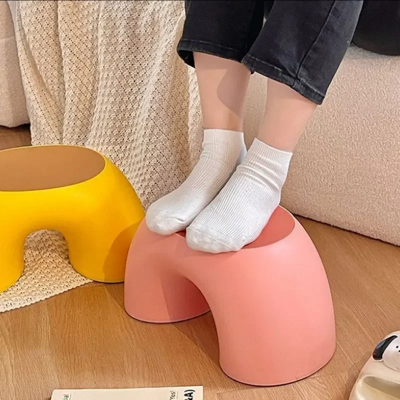 Simple Children\'s Stool for Living Room Doorway Shoe Changing Ottoman Chair Rainbow Geometric Plastic Seat Hallway Furniture 스툴