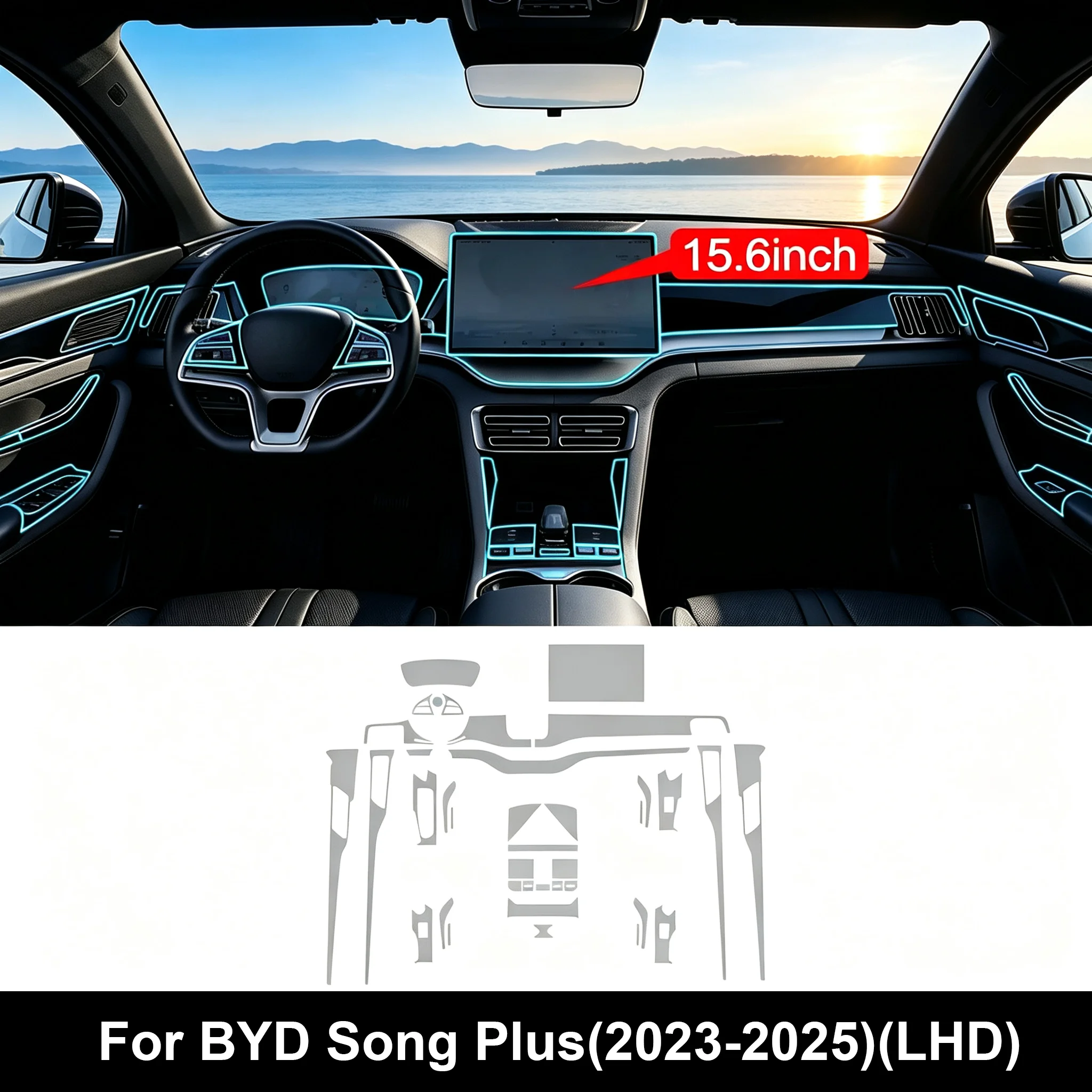 Für BYD Seal U Sealion 6 Song Plus DM-i EV 2021-2025 Auto Transparente TPU-Schutzfolie für Navigationsbildschirm PPF Kratzfest – Detail 8