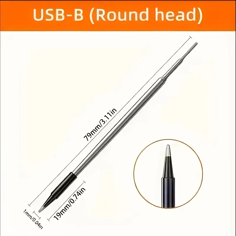 USB‑5V Portable Soldering Iron Tips 3Pcs B/C/K Model, Replacement Solder Tip for Electronics Repair & Circuit Board Welding