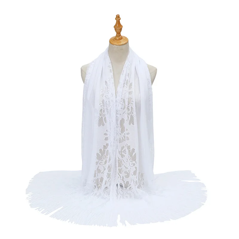 Scarf Cover with High-end Feel New Solid Color Lace Hollow Tassel Scarf for Women in Summer Women's Long Scarf Shawl