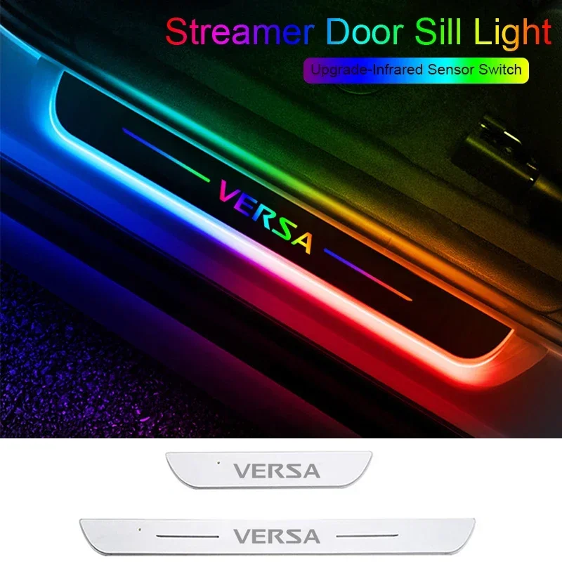 

For Nissan Versa Acrylic Car Front Rear Threshold Light USB Charging LED Welcome Pedal Pathway Lamp Interior Decoration