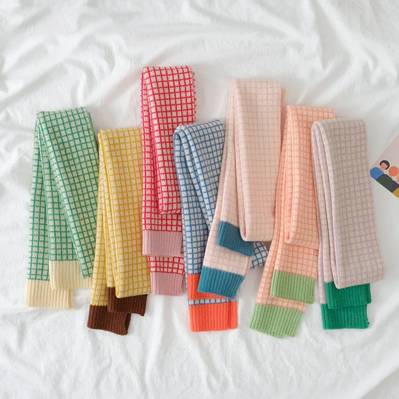 1-12Y nueva bufanda de invierno para niños bufandas de princesa tejidas moda cálida bebés y niñas a cuadros Otoño e Invierno