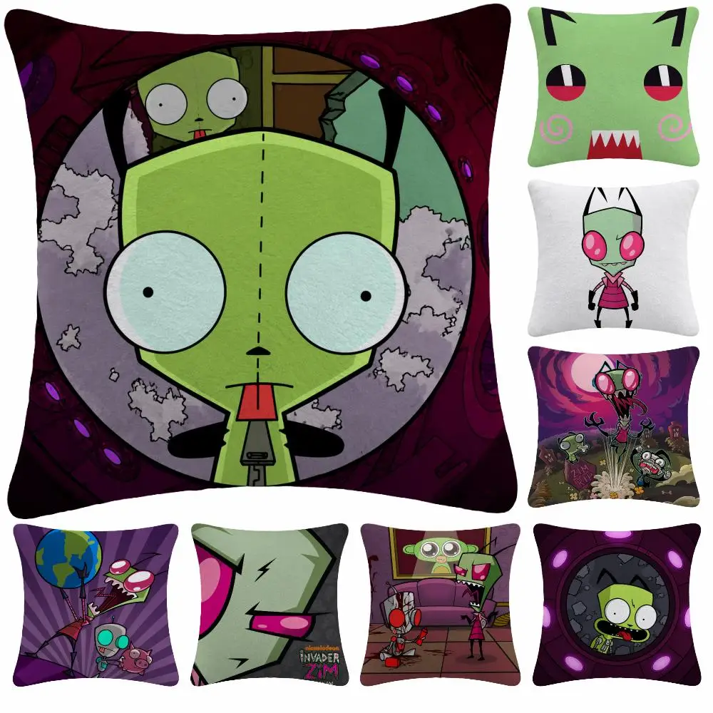 Cartoon Invader I-Invader Zim Cushion Cover Soft Plush Decorative Sofa Bedroom Living Room Car Dorm Home Decor Gift