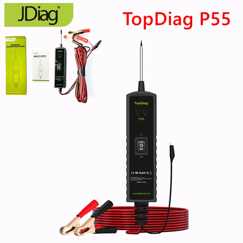 

New TopDiag P55 Automotive Electrical Wiring Tester Car Power Probe Tester 12-24V Test Light Polarity Pen Auto Diagnostic Tool