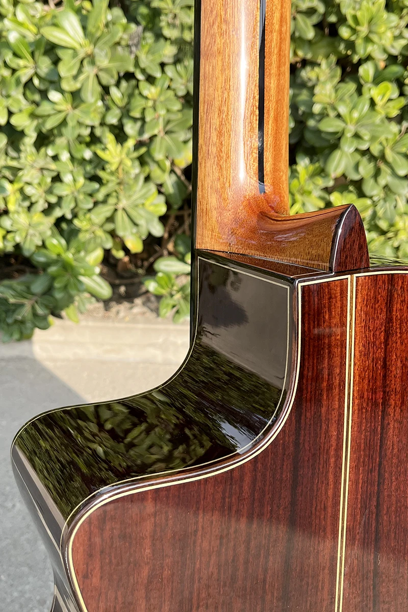 Vollmassive Gittergitarre mit Cutaway, klassische Gitarre, professionelle Akustikgitarre für musikalische Darbietungen und kreatives Spielen – Detail 7