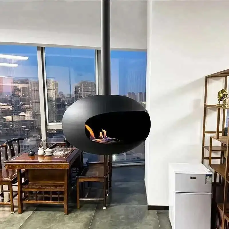 

Nordic Hanging Fireplaces Creative Home Heating Decoration Living Room Porch Real Fire Fireplace Designer Iron Art Heating Stove