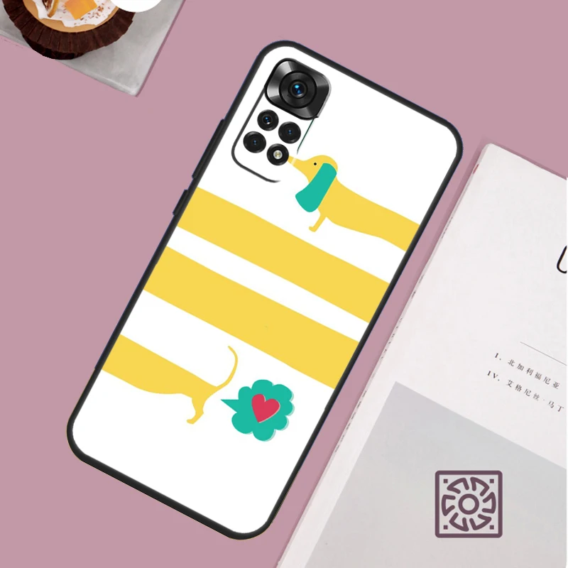 Cartoon Dachshund Sausage Dog Case For Xiaomi Redmi Note 12 11 8 9 10 13 Pro 12S 11S 10S 9S Redmi 13C 9C 10C 12C Cover