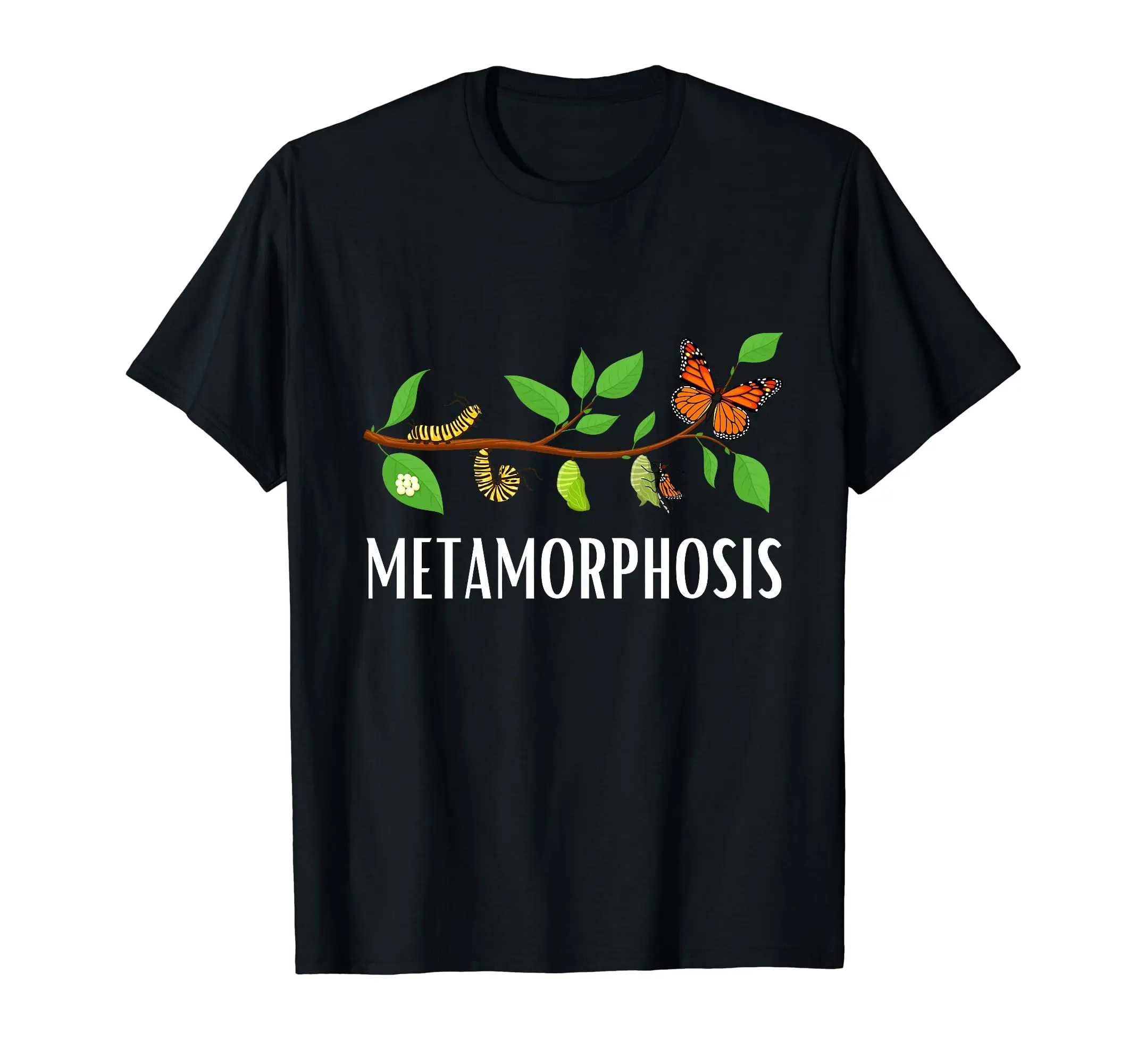 Funny Caterpillar Lifecycle Metamorphosis Monarch Butterfly T-Shirt Classic Logo T Shirt and Stickers Unisex Adult T Shirt