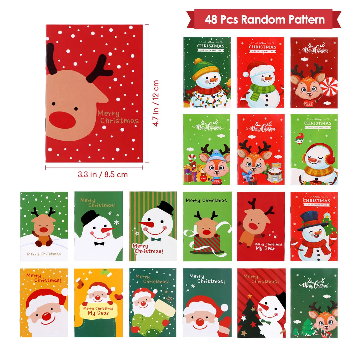 Christmas Cartoon Notebook Snowman Stickers Santa Claus Notebok Deer Notepad Cellophane