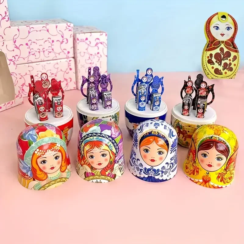 

7-piece nesting doll nail set, classic nail clipper and beauty set with decorative nesting doll set
