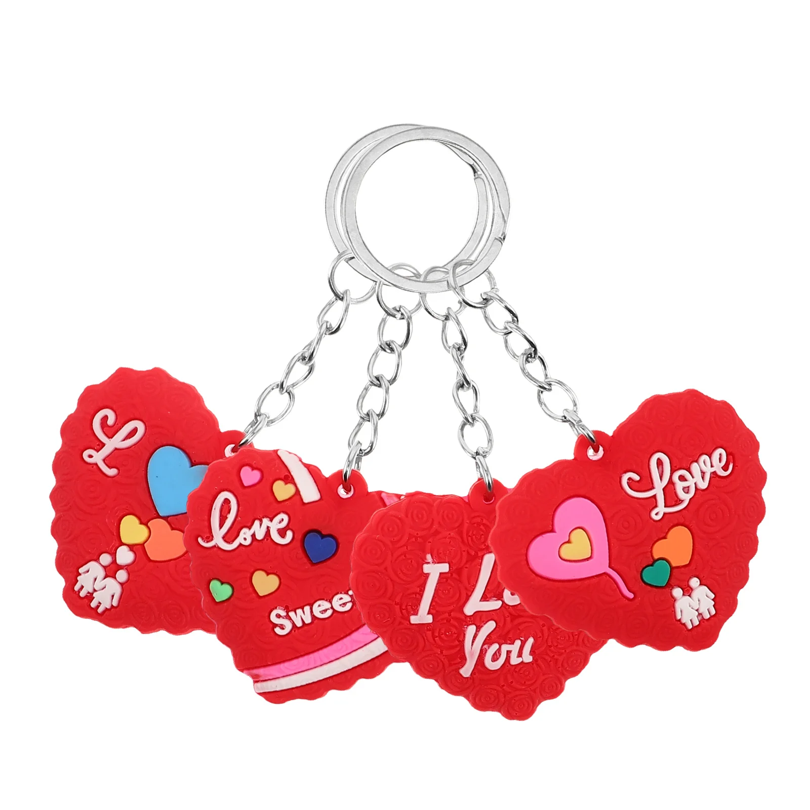 

4Pcs Rose Heart Keychain Beautiful Small Soft Keychain for Valentine's Day Festival Gift Keychains Pendant for Women Purse