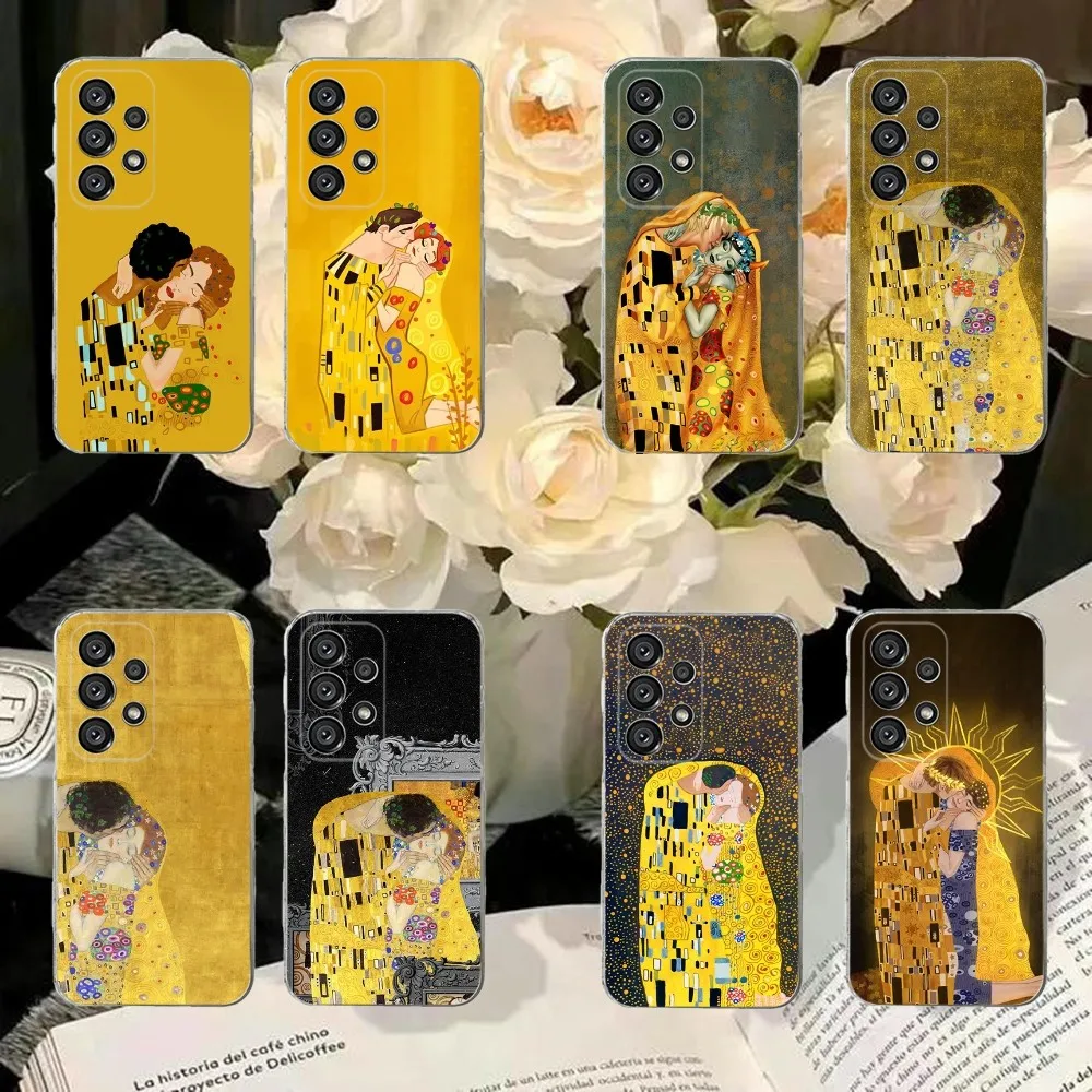 Kiss by G-Gustav Klimt Desig   Phone Case For Samsung S30,S23,S21,S22,S20 Ultra,S20 FE lite,S10,S9,S8 PIus Cover Clear