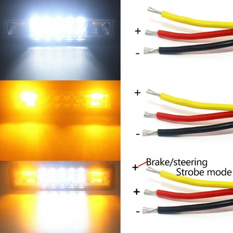 48W 12/24V Car Amber 12 LED Strobe Flash Work Light Bar Warning Fit For Offroad Jeep