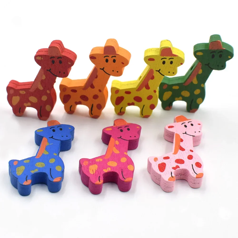 20pcs random mixed color Deer Shape Wood Buttons for Handwork Sewing DIY Clothing Crafts Accessories Gift Card Decor