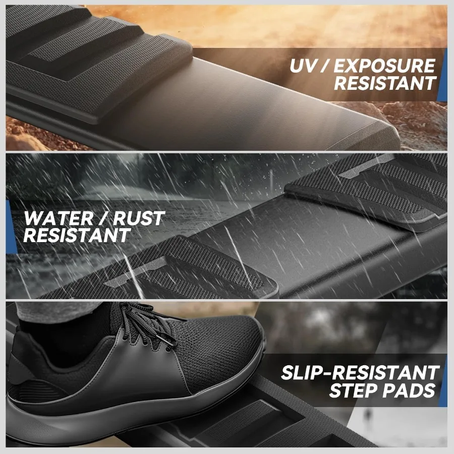 6 لوحات تشغيل للشاحنة 2005-2024 Nissan Frontier Crew Cab خطوات جانبية من الألومنيوم مع لمسة نهائية محسنة مطلية بمسحوق أسود #5