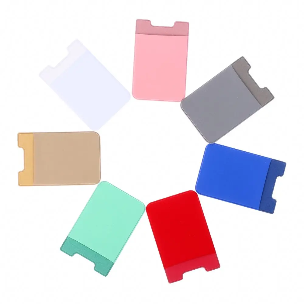 Elastic Mobile Phone Wallet Case Stick On Credit ID Card Holder Pocket Self-Adhesive Sticker Card Sleeves Universal
