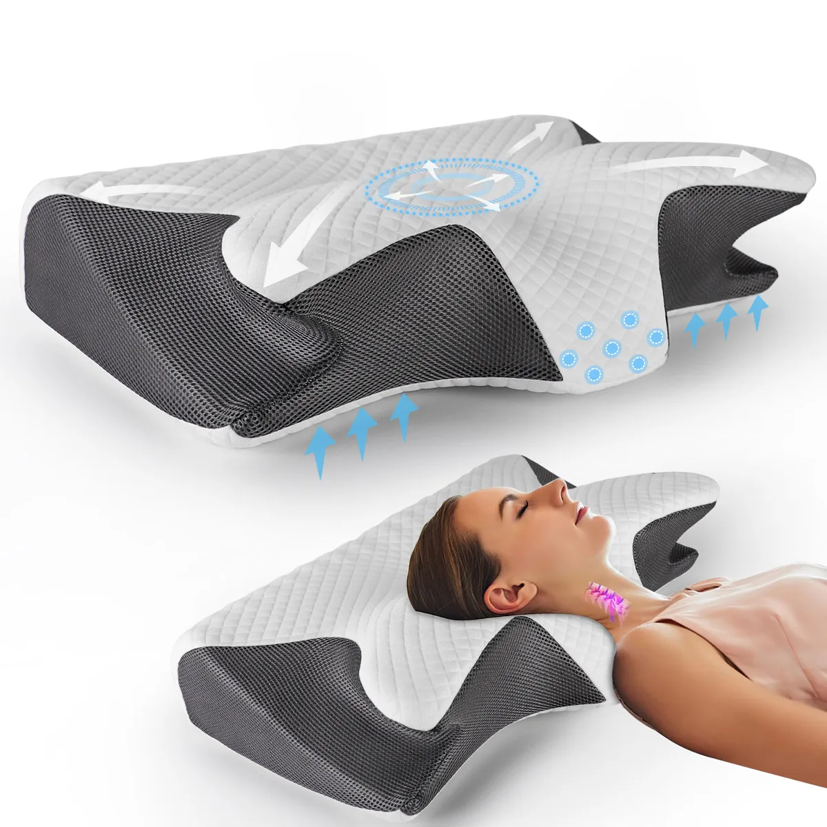 Cervical Neck Pillow Memory Foam Ergonomic Pillow Shoulder Pain Contour Orthopedic Bed Pillow Neck Support cover single
