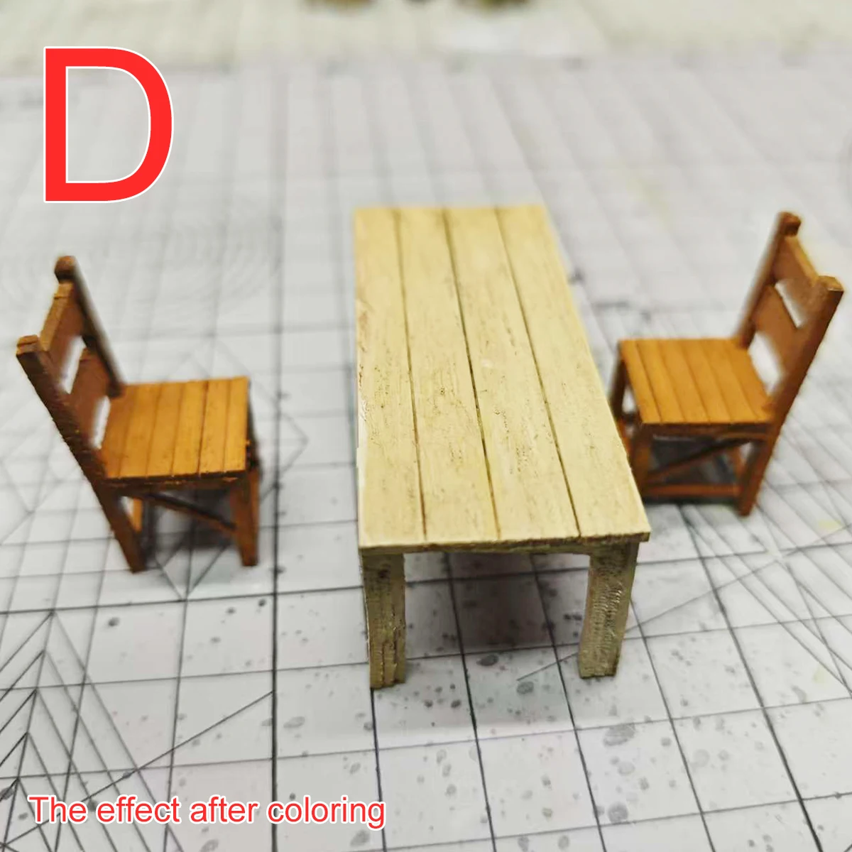 1/35 Maßstab Modellbausatz Baukonstruktion Holztisch Schreibtisch Stuhl Hocker Bank Sandtisch Miniatur Diorama Modelle Sets – Detail 1