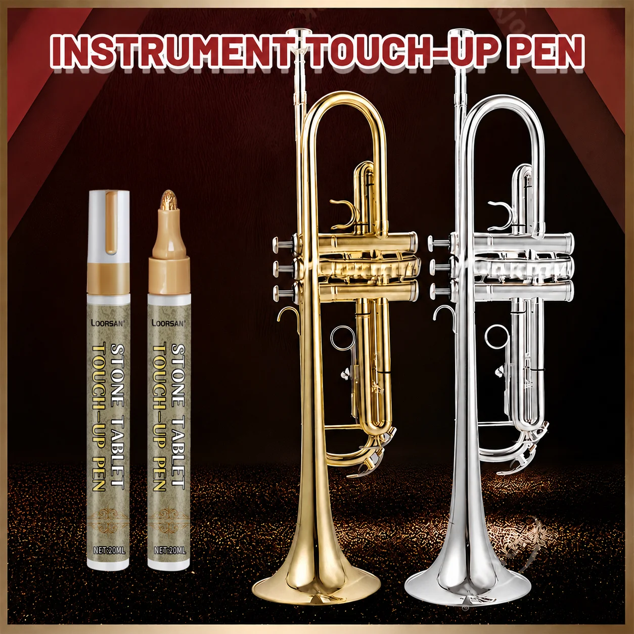 Multi-Use Golden Metallic Repair Paint Marker For Wind Instrument Auto Metal Trim Scratches Oxidation Recoating