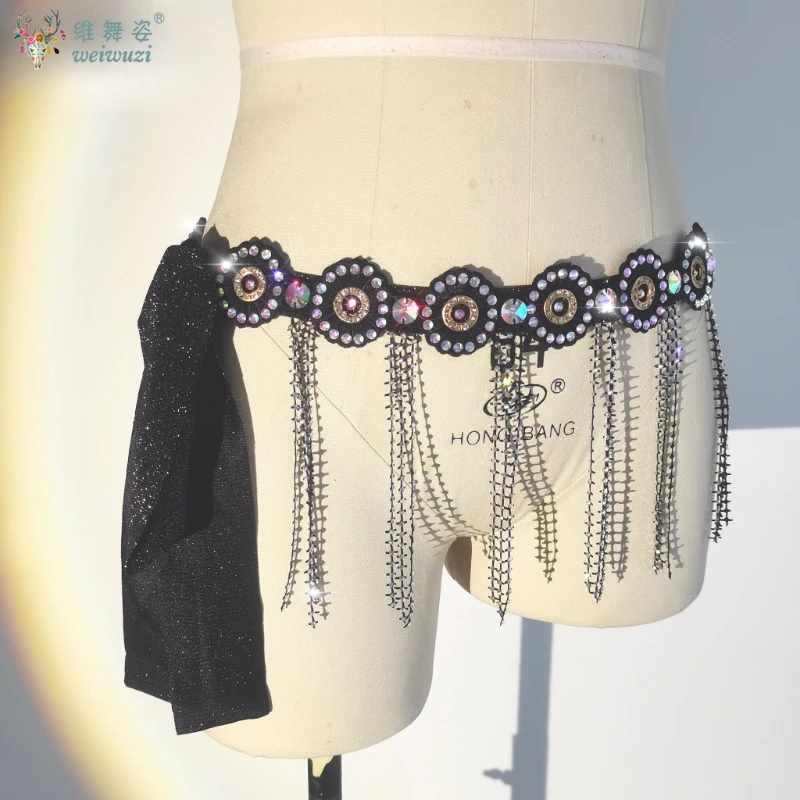 Buikdans Prestaties Accessoires Aangepaste Hippe Handdoek Handgemaakte Kwastje Taille Keten Taille Riem Oosterse Danswedstrijd Riemen