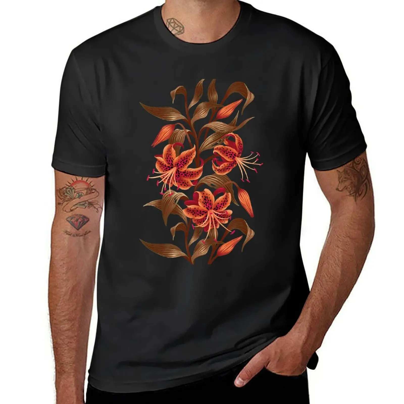 

Tiger Lily - Orange Black T-Shirt vintage clothes summer tops sublime mens funny t shirts