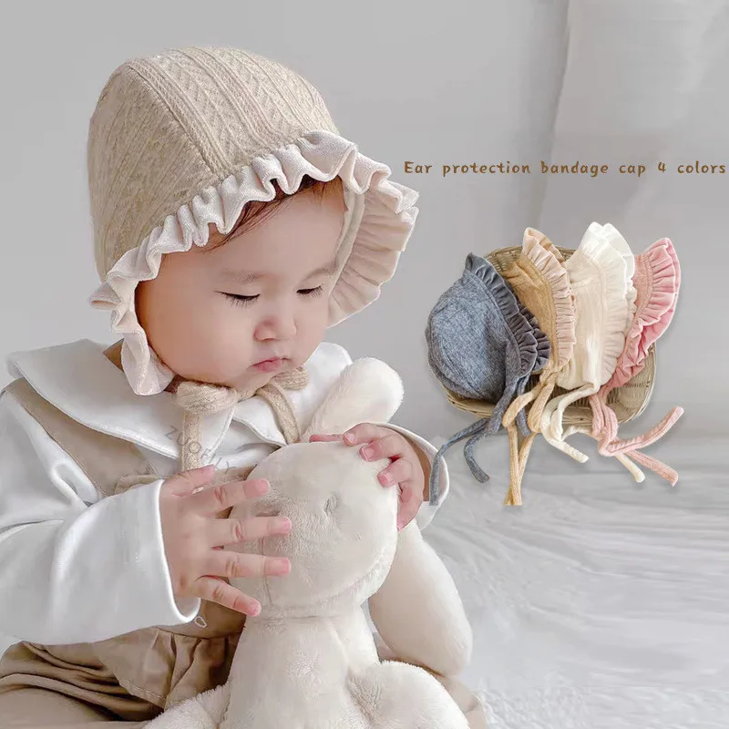 

New Autumn Floral Baby Hat Turban Cute Windproof Infant Toddler Beanies Cap Soft Cotton Ear Protection Kid Girl Boy Bonnet Hats