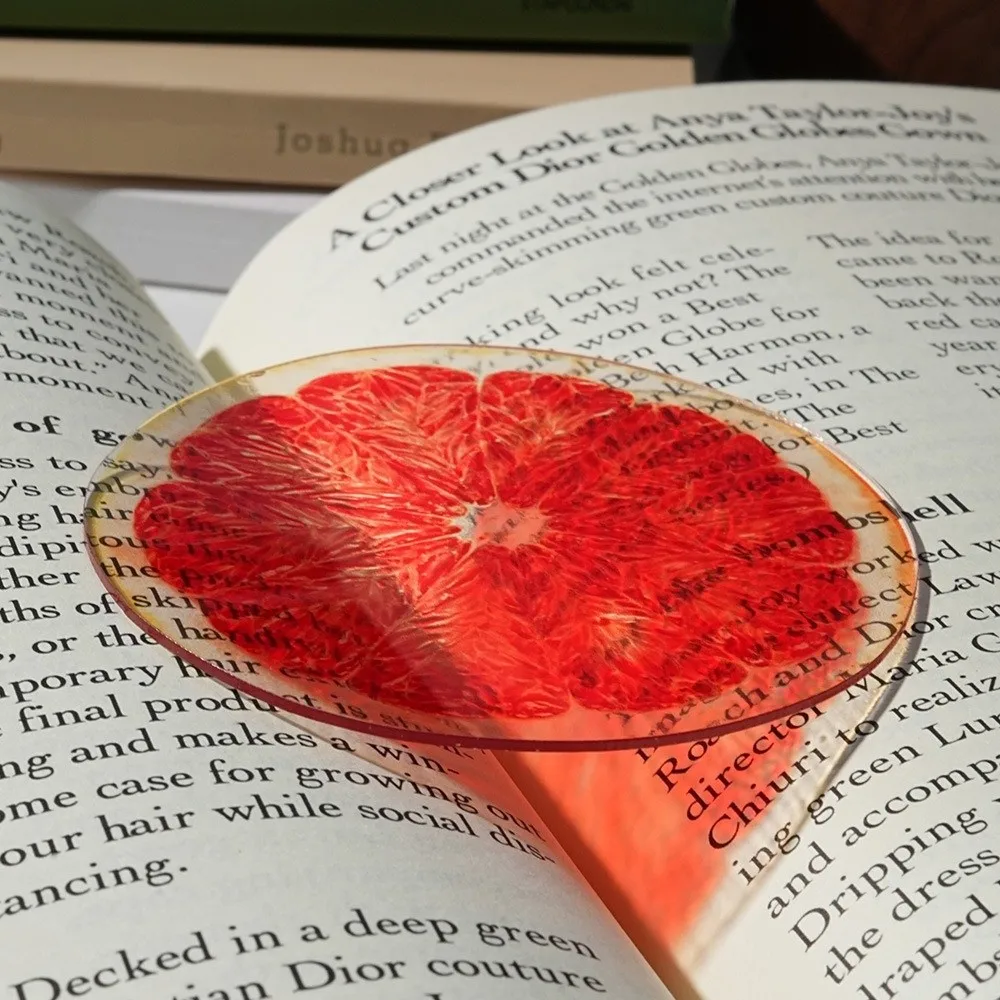 Creative Refractive Color Acrylic Bookmark Funny Cute Cartoon Translucent Bookmark Simulation Fruit Fruit Bookmark Note Marker