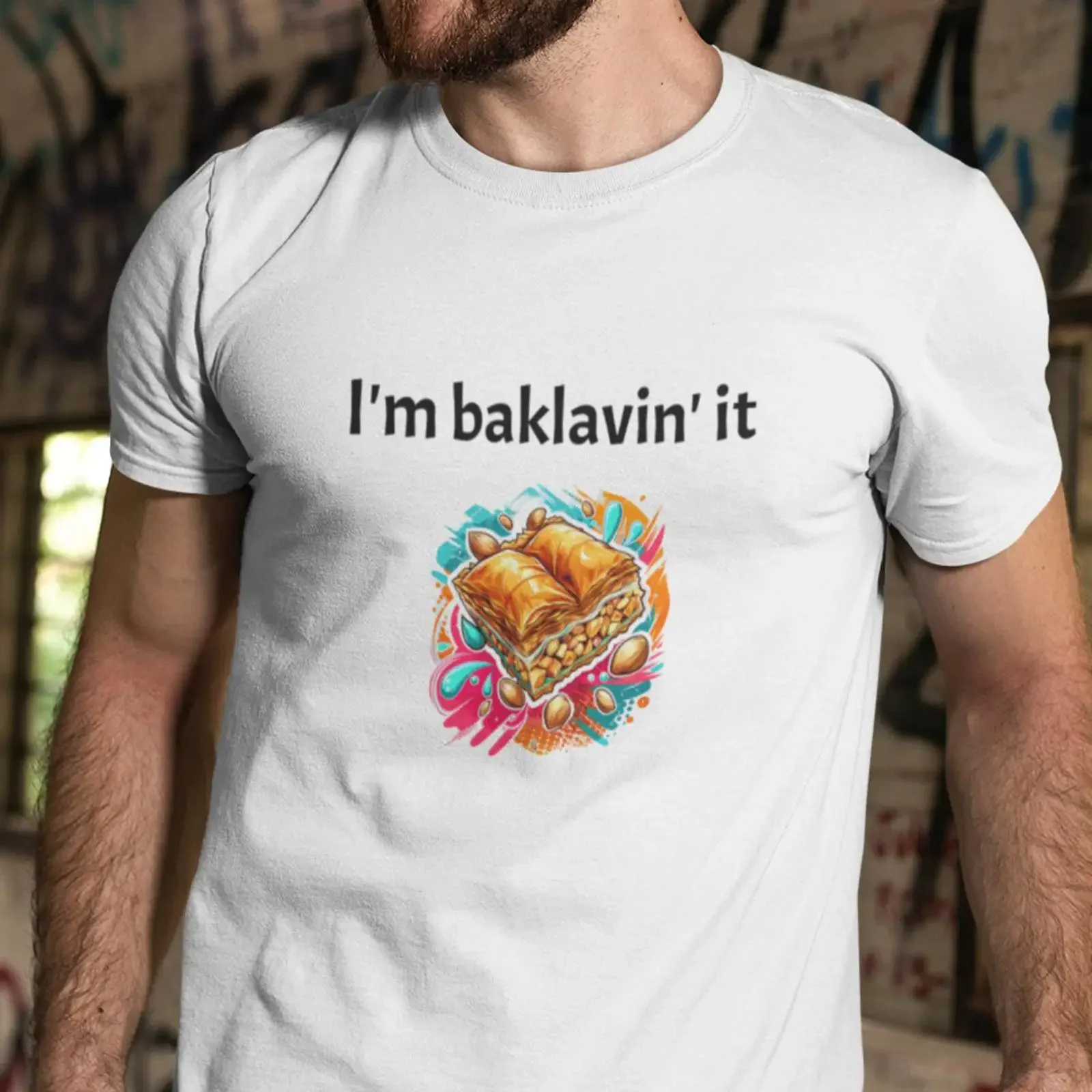 I'm Baklavin' It Funny Baklava T Shirt Sweet Pastry Honey Dessert Nuts Food Lover for Turkish Greek Fans vintage Washed