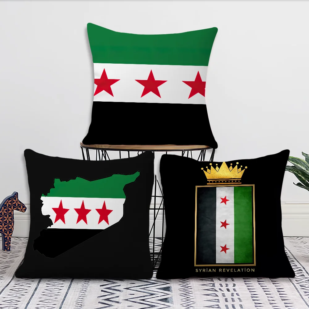 S-Syrian Arab Republic Flag cushion cover Living Room Accent Couch Back Support Square Lounge Restful Nap Companion Pillow Case