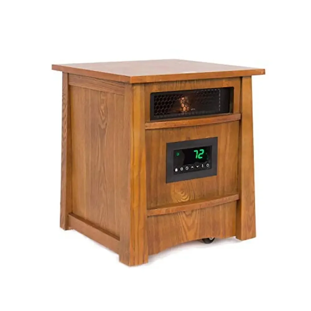 Large Room Electric Infrared Heater 1500W Eco Mode Programmable Thermostat Timer Remote Control Oak Wood Cabinet 2 Pack