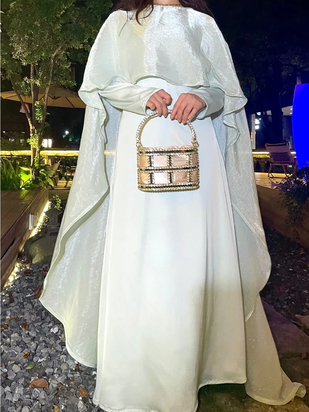Eid Muslim Women Dress with Cloak 2 Piece Set Abayas Vestidos Party Dresses Ramadan Jalabiya Dubai Kaftan Diamonds Long Robe