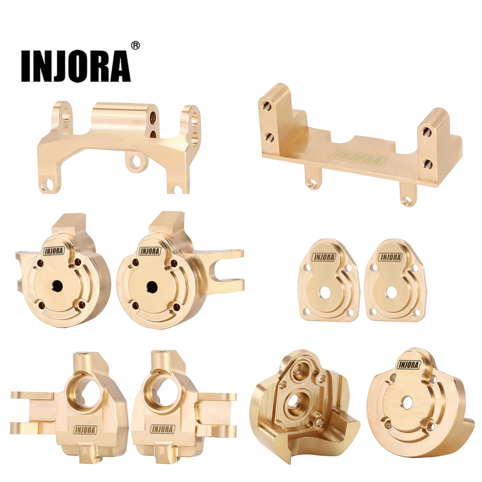 INJORA mosiężna przeciwwaga pokrywa portalu zwrotnica stojak serwo mocowanie łącza dla 1/18 Axial UTB18 Capra Buggy części zamienne
