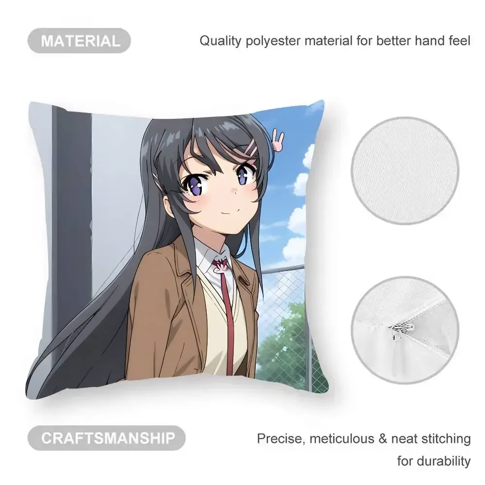 Sexy Mai S-Sakurajima Pillow Case  Anti-dustmite Pillowcase Invisible Zipper Silky Short Plush Sofa Cushion Cover - view 6
