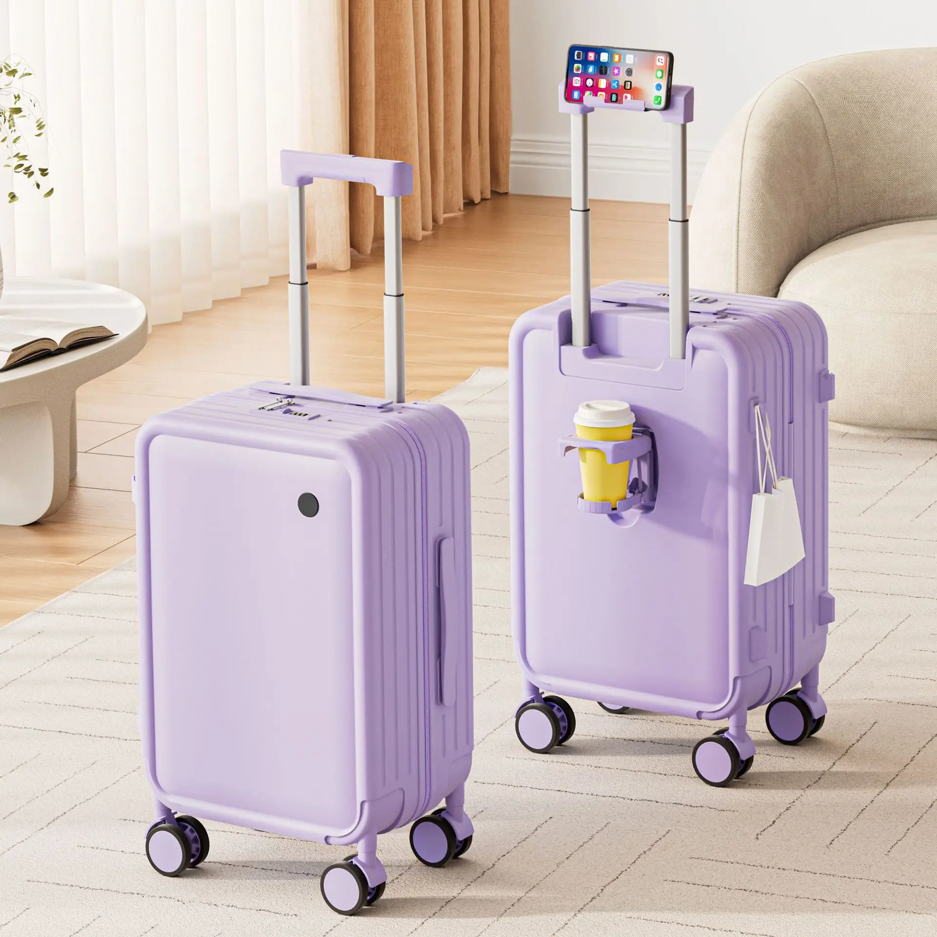 

20/24 Inch Trolley Luggage Bag Anti-fall Large Travel Bag with Wheels PC Combination Lock Suitcase for Wheels 360