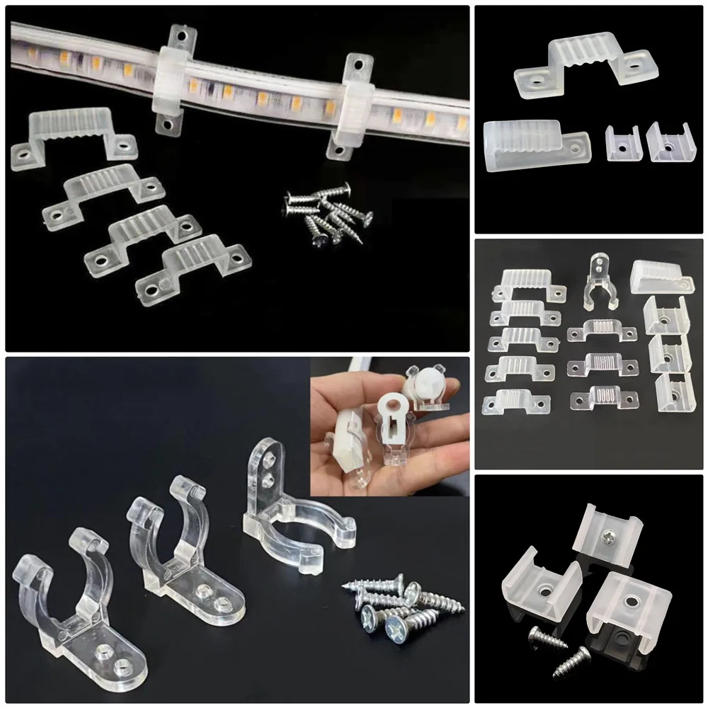 LED Neon Strip Fixed Clip Buckles Clamps Lamp Holders Accessories Flexible Silicone Tube Holder Strip Lights Buckle 50/100pcs