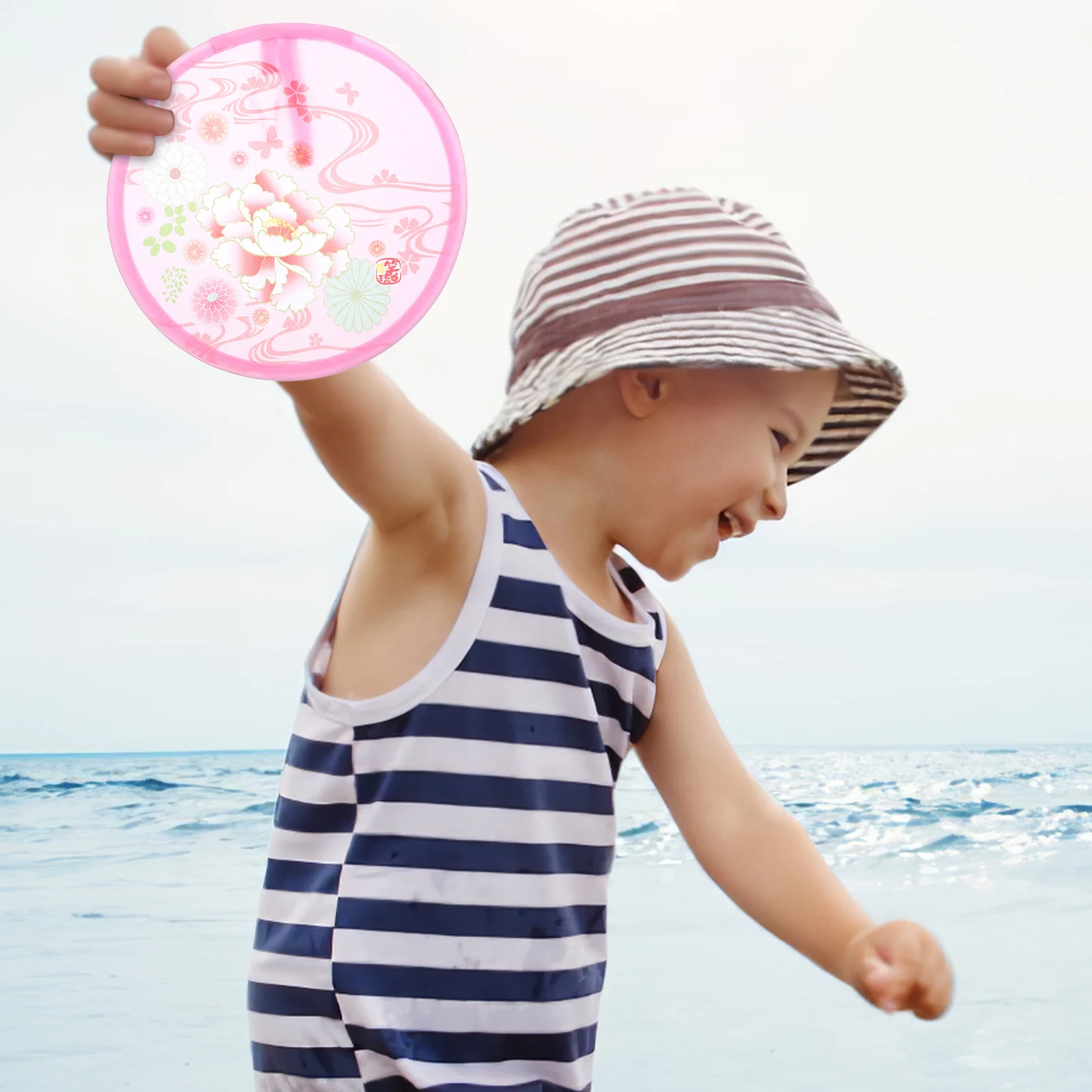 

5Pcs Foldable Fan Safe Round Floral Handheld Lightweight Collapsible Personal Fans Summer Party Favor Travel Outdoor