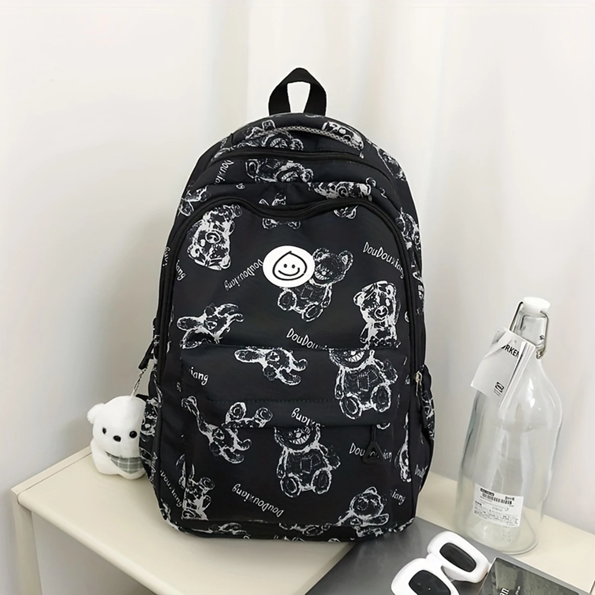 กระเป๋าสะพายไหล่ผู้หญิงเฉพาะกลุ่มที่ทันสมัยและอินเทรนด์, กระเป๋าเป้สะพายหลังความจุพิมพ์ตุ๊กตาหมี, กระเป๋าเป้สะพายหลังมัลติฟังก์ชั่นที่ทันสมัย,