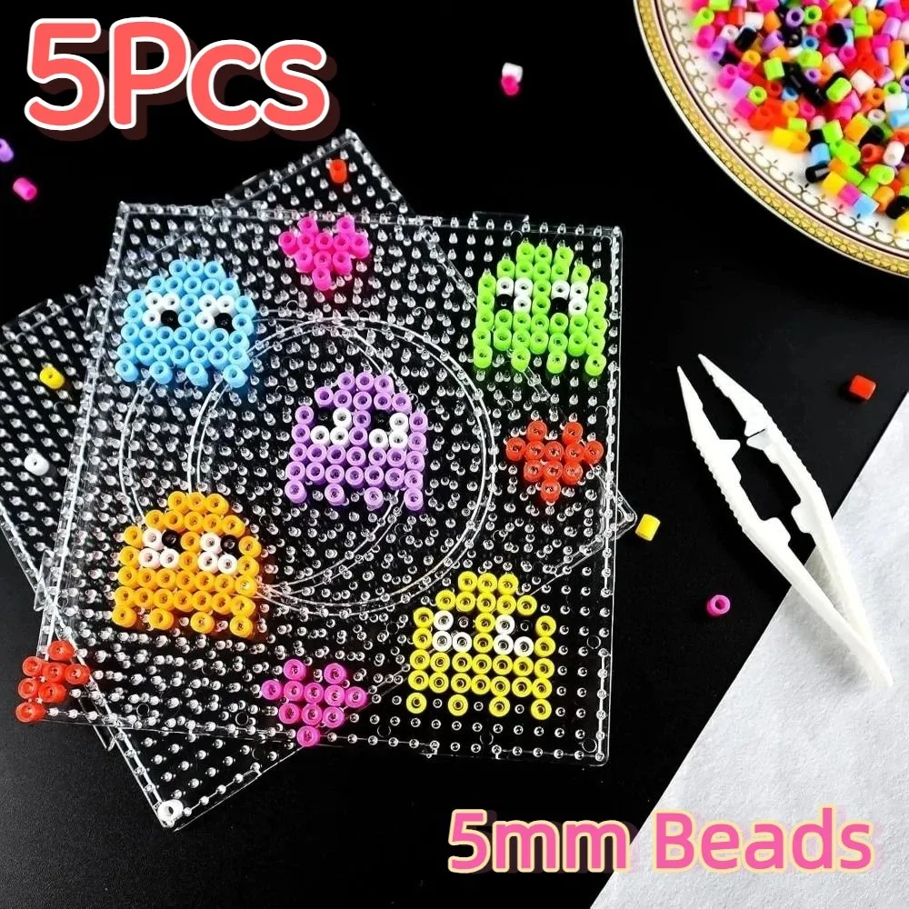 

Набор из 5 термостойких квадратных многоразовых досок для бисера (5 мм) для термомозаики (Hama, Perler)