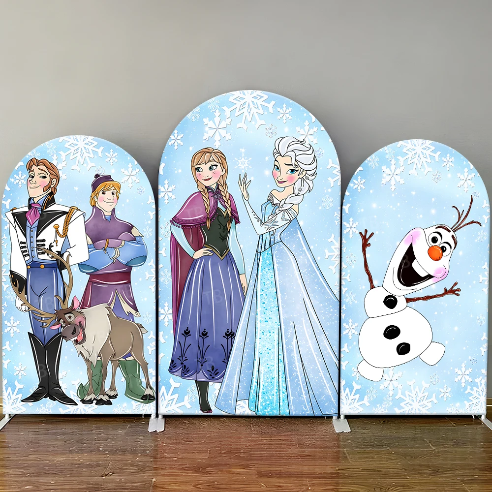 

Frozen Arch Backdrop Cover Disney Elsa Anna Olaf & Snowflake Elements, Festive Photo Booth Props for Parties & Home Decoration