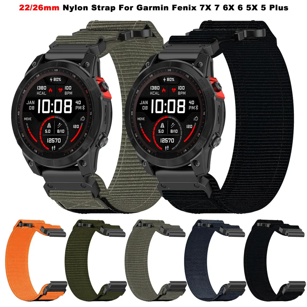 

Ремешок нейлоновый для наручных часов Garmin Fenix 7X 7 EPIX 6X 6 5X 5 Plus 3HR 935 945 955 965 QuickFit, 22 мм 26 мм