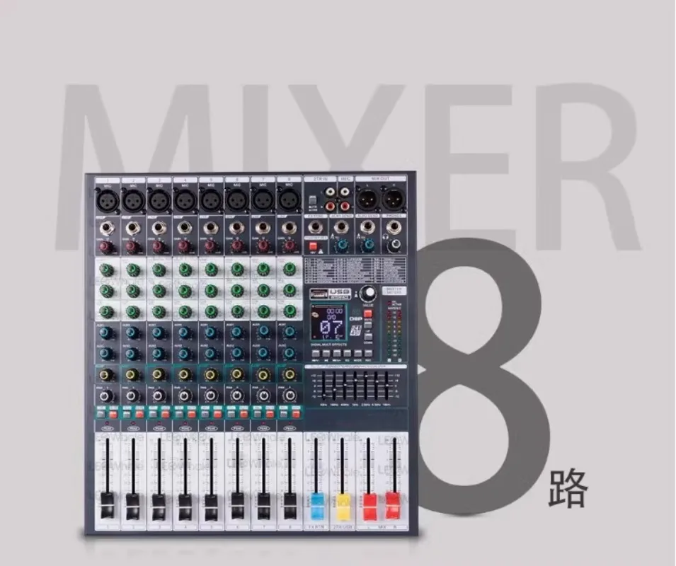 NX-8 Professional 8/12 Mixer 99 Digital Reverb Effects Mixer Home Conference Performance Recording Mixer