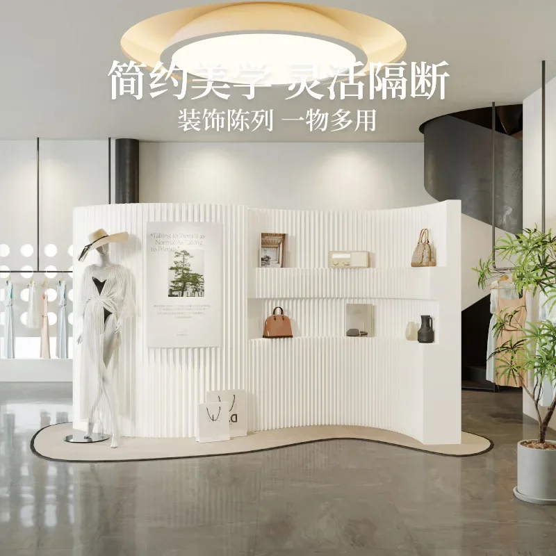 Paper screen partition false wall storage booth paper wall beauty salon clothing store exhibition folding partition display