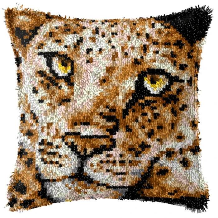 Wolf Tiger Cats Animals Latch Hook Kits Smyrna Pillowcase Knot Pillow Embroidery Package Latch Hook Kit Set For Needlework DIY